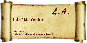 Lóth Andor névjegykártya